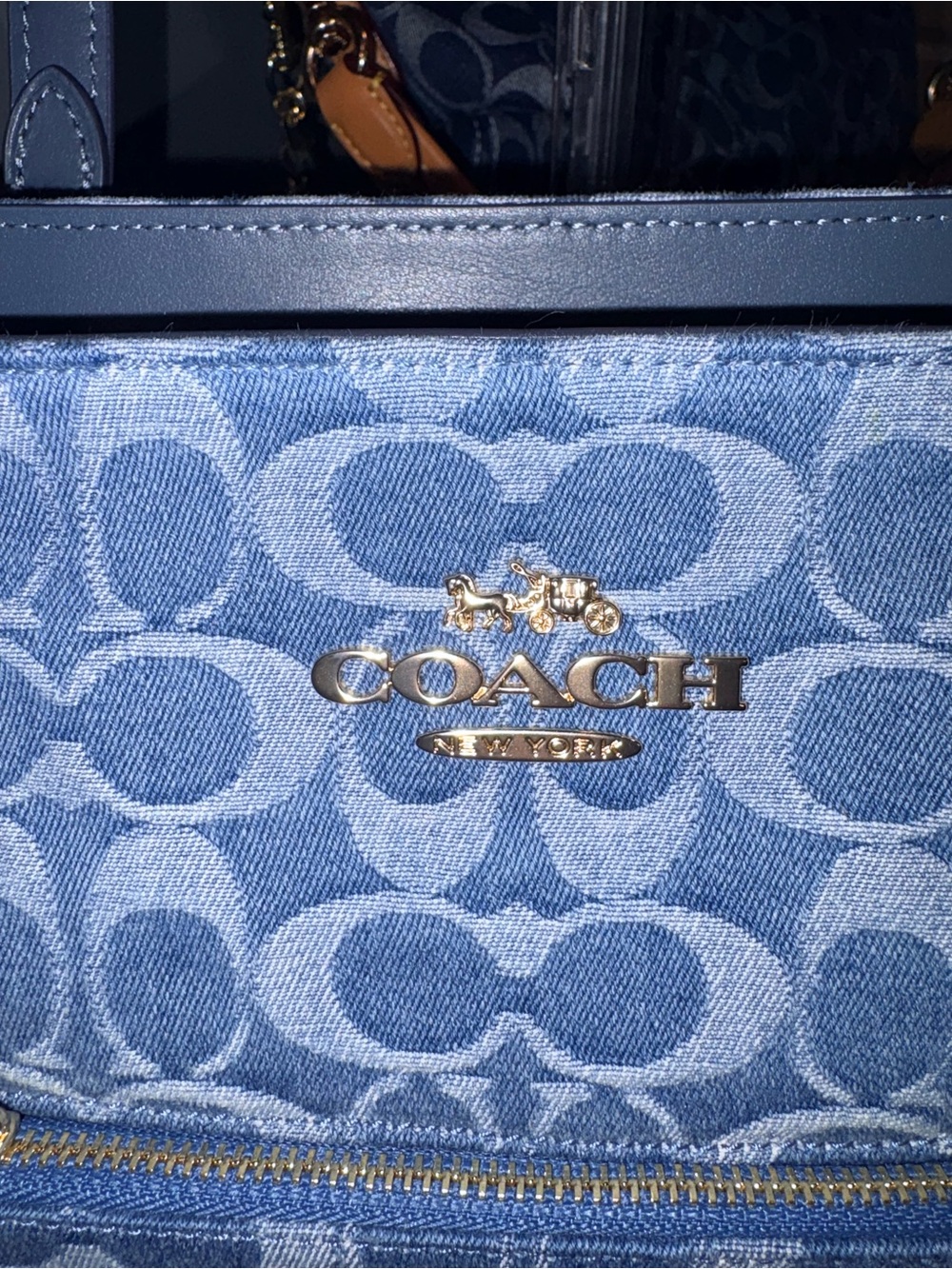 Coach Signature Denim Station Tote Bag in Blue - Picture 9 of 15